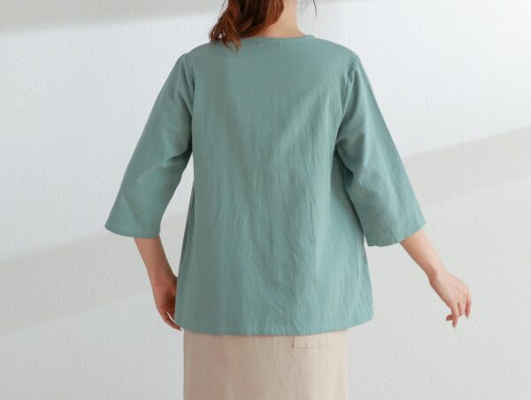 Summer cotton blouse three quarter sleeves tops linen t-shirts - Image 3