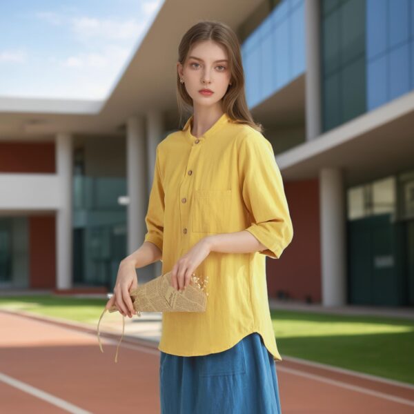 Summer blouse collar design with 3/4 sleeves - Image 2