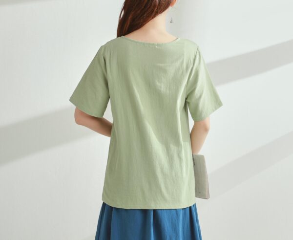 Summer cotton blouse short sleeves tops - Image 3