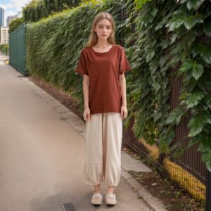 Summer cotton blouse short sleeves tops linen t-shirts