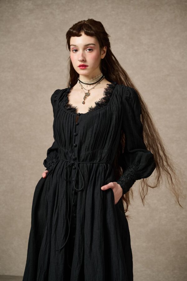 Pleated linen dress - Image 2