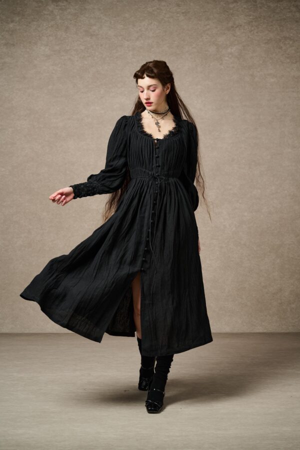 Pleated linen dress - Image 10