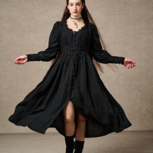 Pleated linen dress