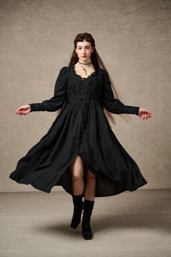 Pleated linen dress