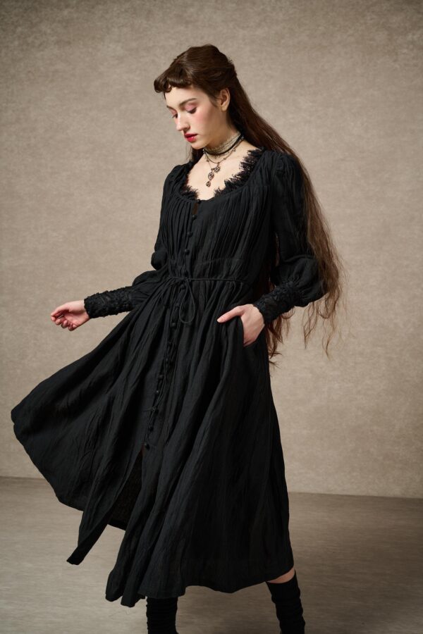 Pleated linen dress - Image 3