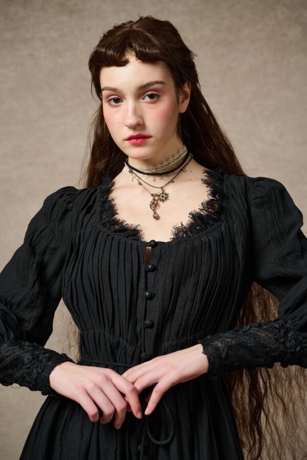 Pleated linen dress - Image 6
