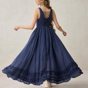 Corset Linen dress in Midnight blue