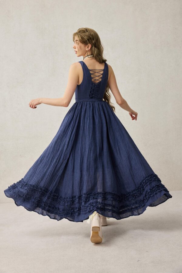 Corset Linen dress in Midnight blue