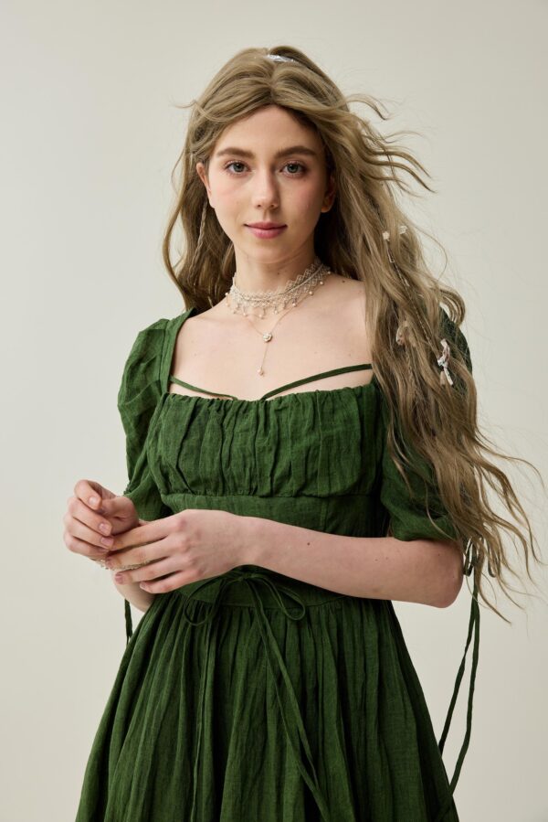 Corset linen dress in Jungle Green - Image 10