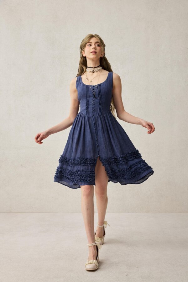 Corset Linen dress in Midnight blue - Image 7
