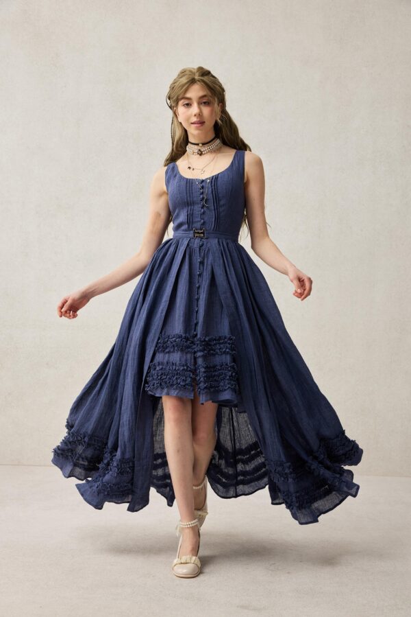 Corset Linen dress in Midnight blue - Image 2