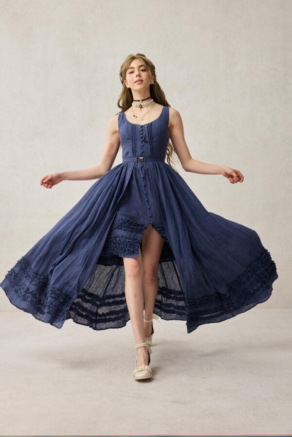 Corset Linen dress in Midnight blue - Image 4