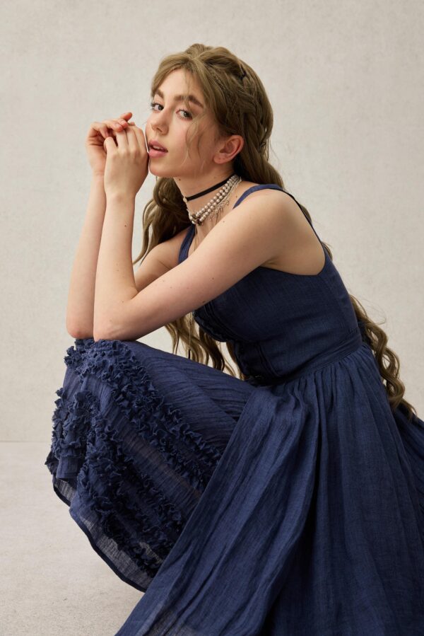 Corset Linen dress in Midnight blue - Image 9