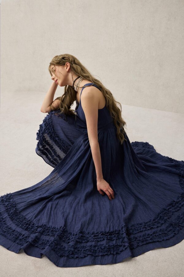 Corset Linen dress in Midnight blue - Image 10