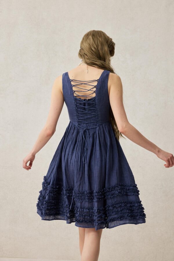 Corset Linen dress in Midnight blue - Image 8