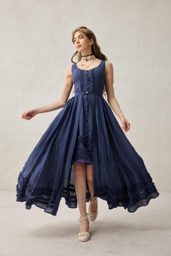 Corset Linen dress in Midnight blue - Image 5