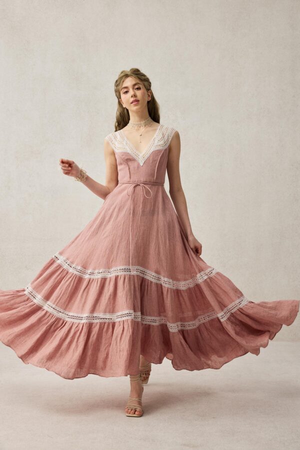 Pink linen dress