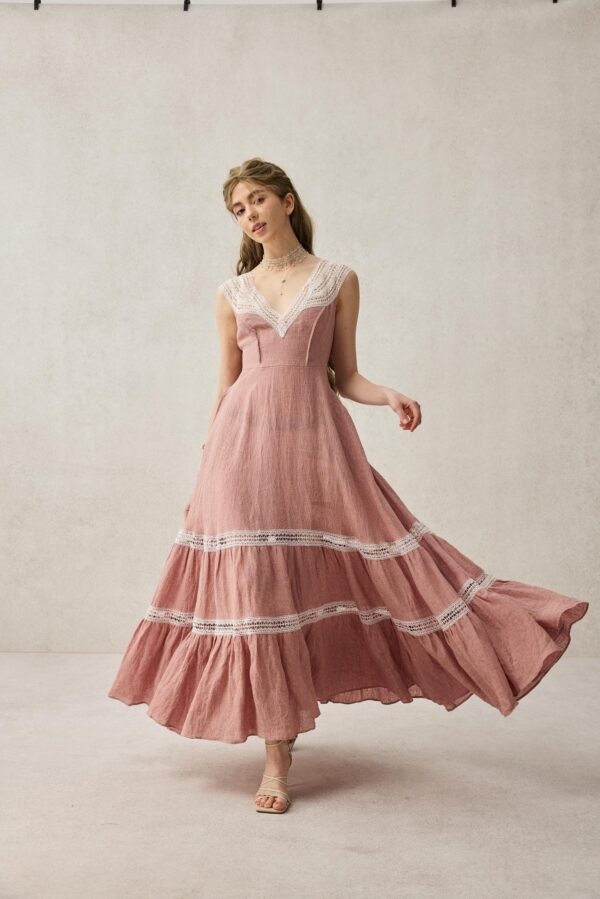 Pink linen dress - Image 2