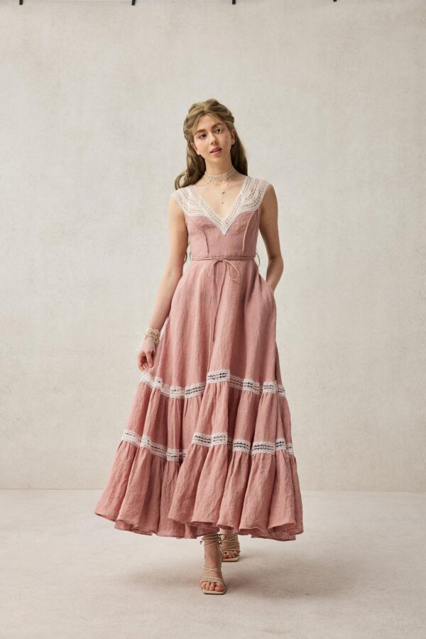 Pink linen dress - Image 3