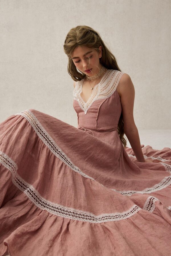 Pink linen dress - Image 4
