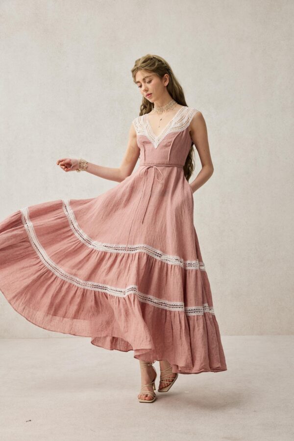 Pink linen dress - Image 8
