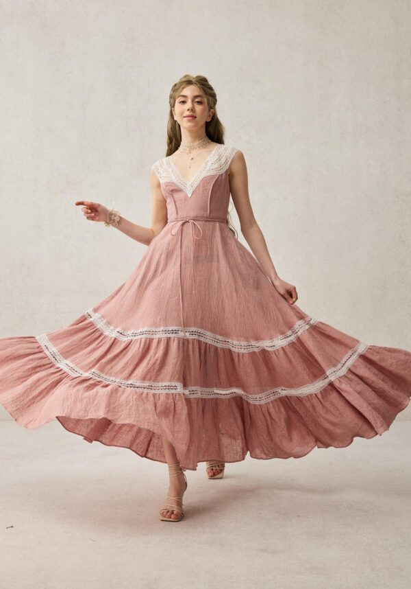 Pink linen dress - Image 10