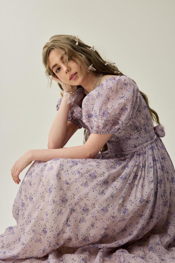 Wisteria floral linen Dress - Image 5